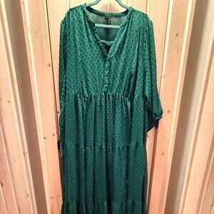 Torrid Green Buttoned, V-Neck Dress, Long Sleeves, Size 4 (4X, 26)